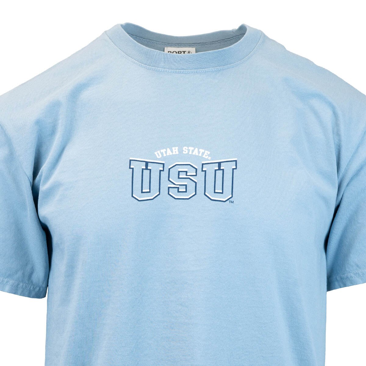 Arched utah state usu light blue unisex t-shirt